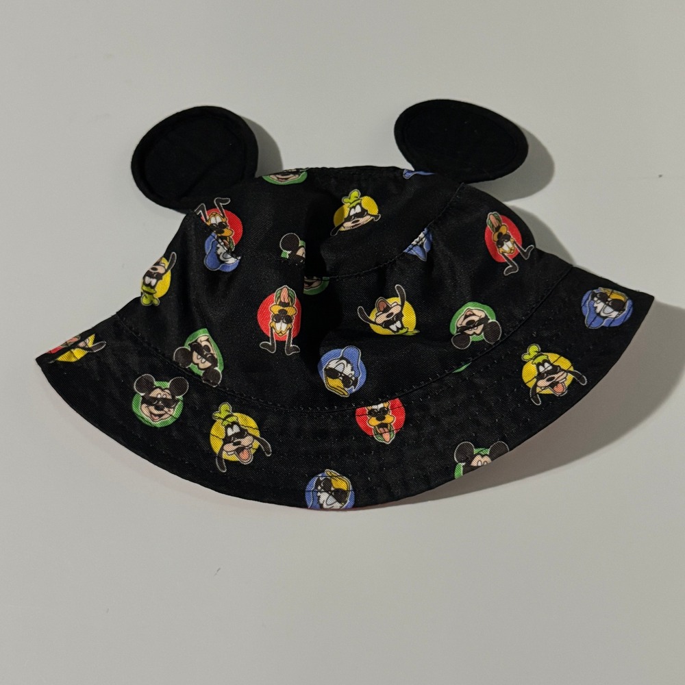 Disney Primark Baby Mickey Mouse Friends Black Bucket Hat with Ears 6-12 Months